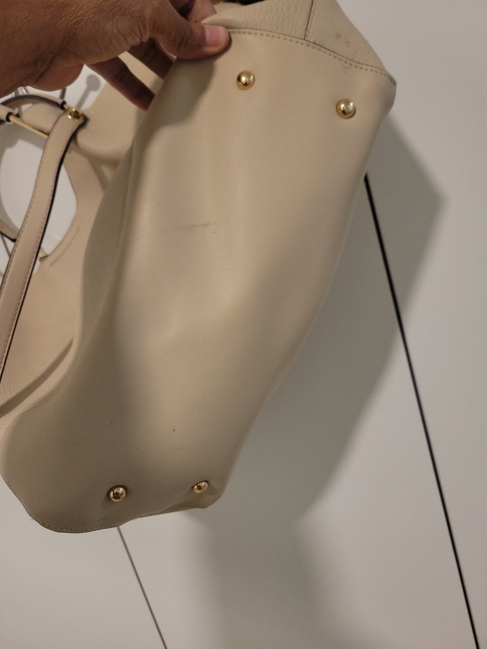 Sondra Roberts Cream Tote with Gold Handle Accents - Picture 5 of 5